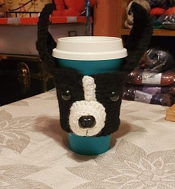 Standard coffee cup cozy $25.00 choice of colors ( brown or Black