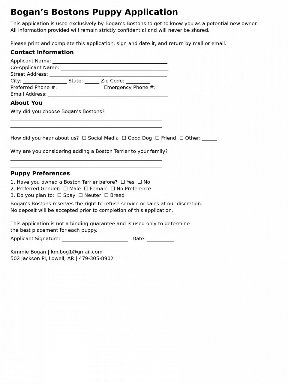 Please print and fill out, then send to me via: email or txt msg